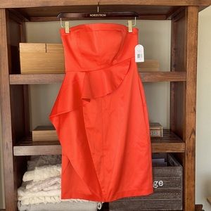 NWT Jessica Simpson Orange Satin Strapless Dress 4
